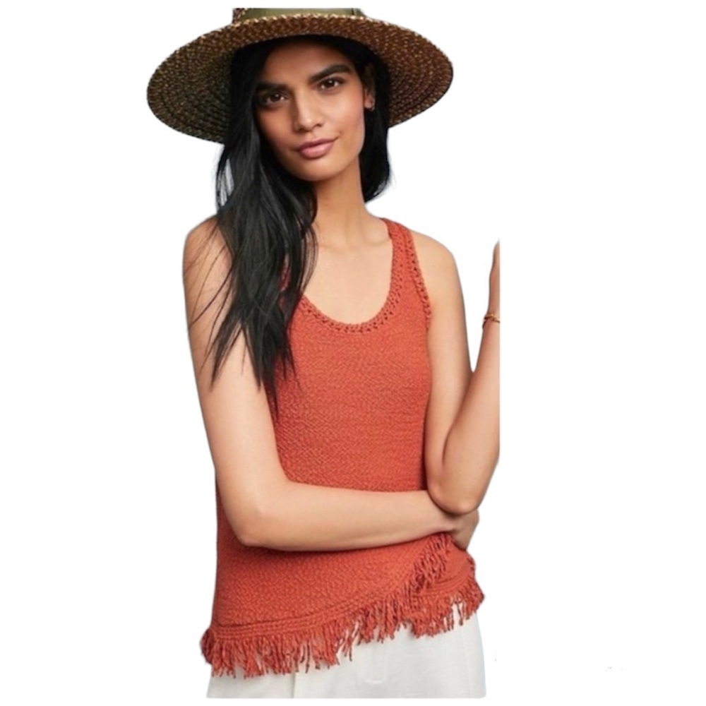 Anthropologie Akemi + Kin Orange Fringe Tank Top